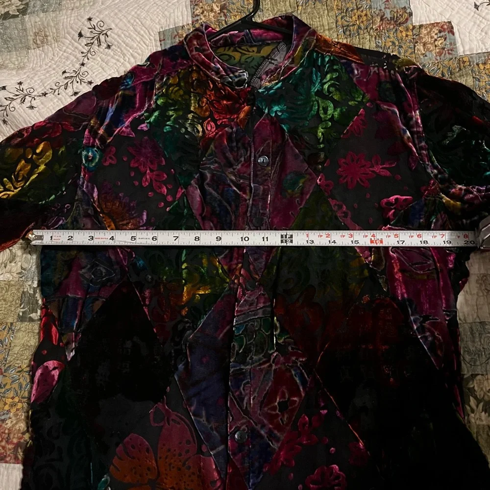 Vintage mesh/velvet button shirt - Picture 6 of 12